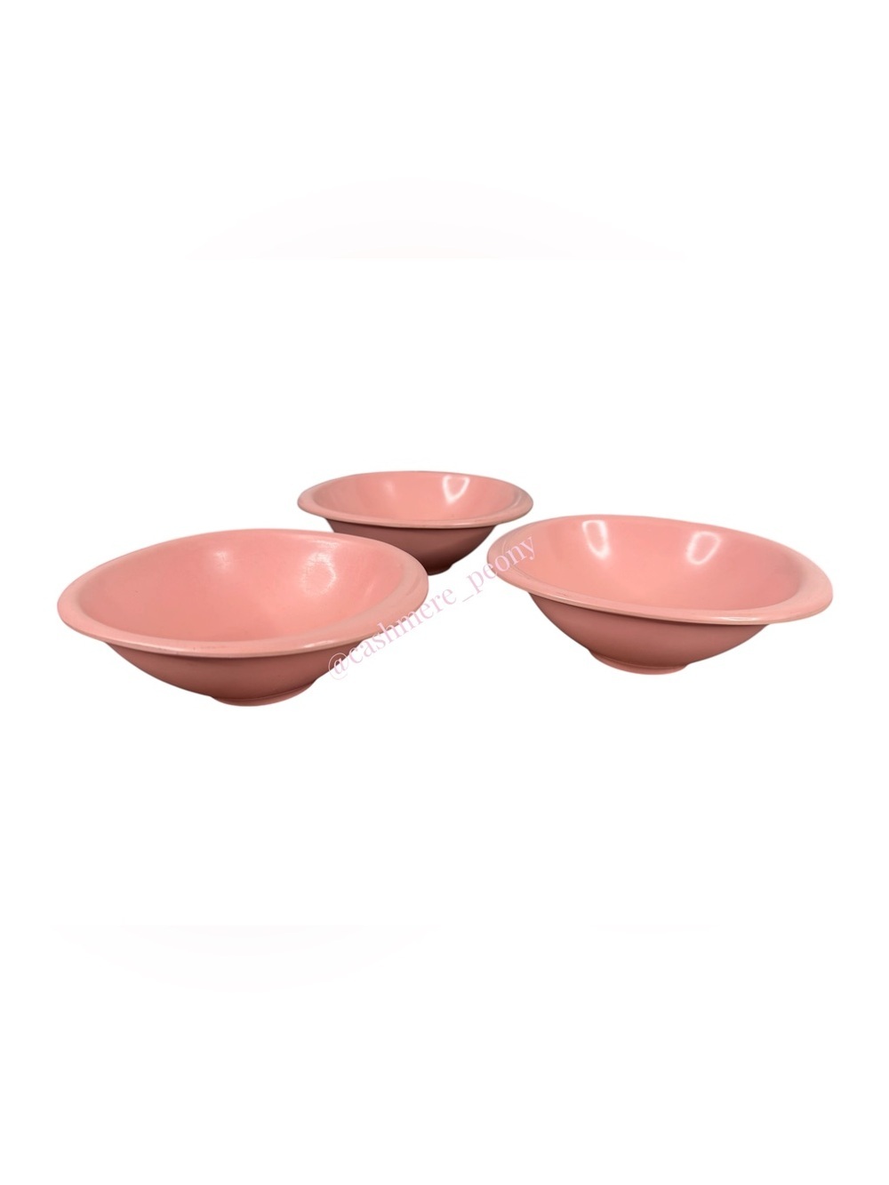 3 VTG BOONTONWARE MELAMINE LIGHT PINK CEREAL BOWLS 5 3/4'' DIAMETER 1307-12 USA
